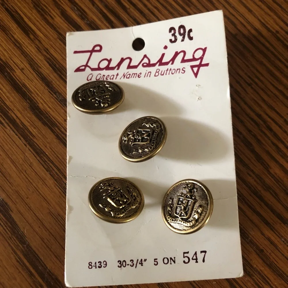 Vintage Brass Buttons with Lion Crest